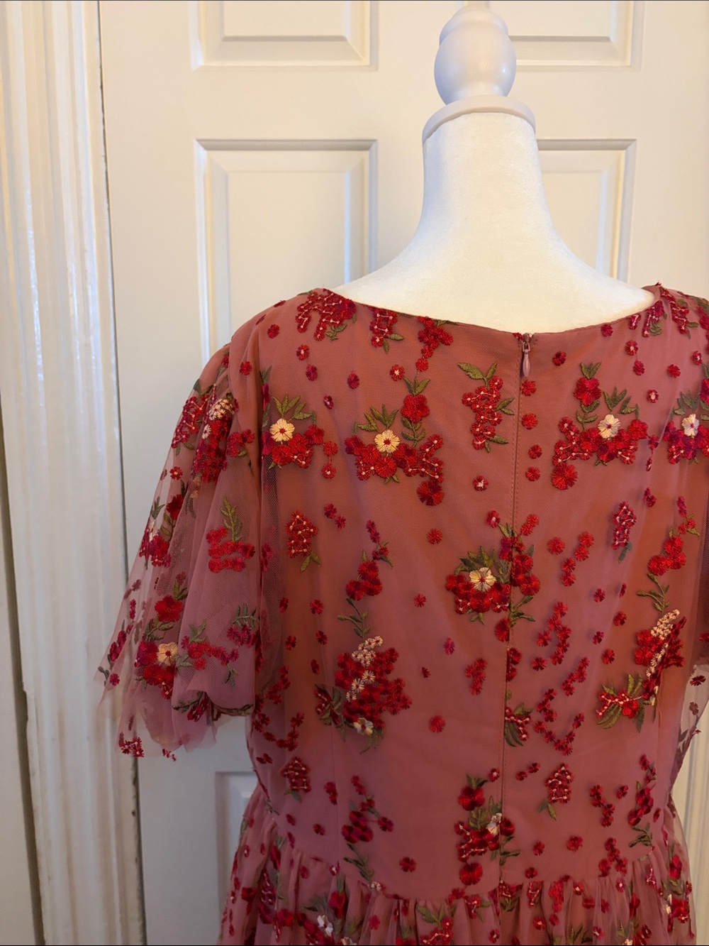GUC JessaKae Scarlet Dress - Rose Pink Embroidered Tulle Midi Dress - Picture 11 of 11